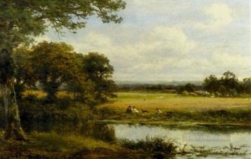 湖池の滝 Painting - サリーのトウモロコシ畑の風景 ベンジャミン・ウィリアムズ リーダー